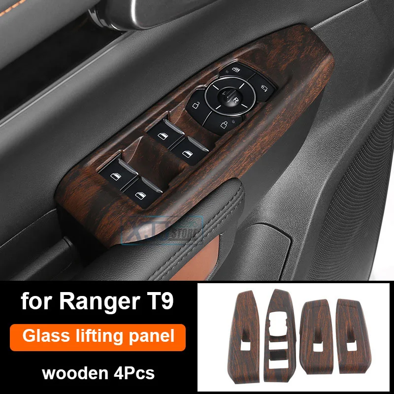 Voor Ford Ranger T9 2024 2025 2026 Houtnerf ABS Auto-interieur Beschermende Sticker Luchtuitlaat Centrale Bediening Versnellingspookmat