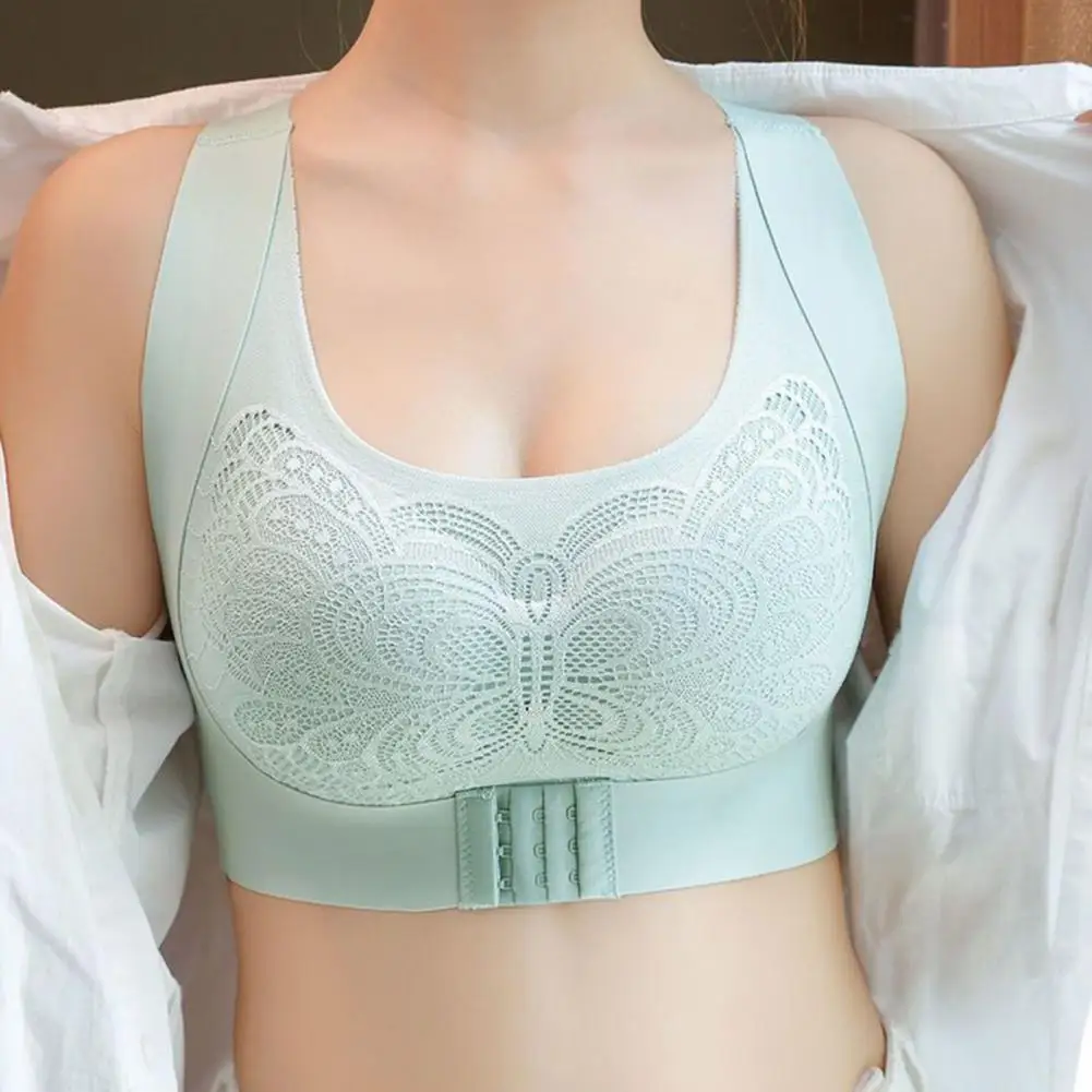 Women Traceless Bra With Chest Pad No Steel Ring Underwear Wide Strap Back Posture Adjustment Vest Bra Anti-light Sports Bra