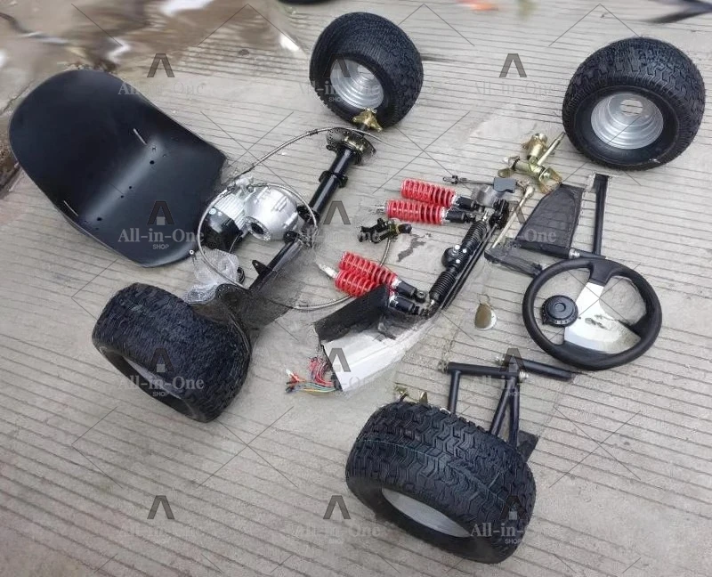 DIY Modified Electric Four-wheeler Kart Accessories Front Suspension Steering Differential Shaft Drive Motor Rear Axle 6-inch