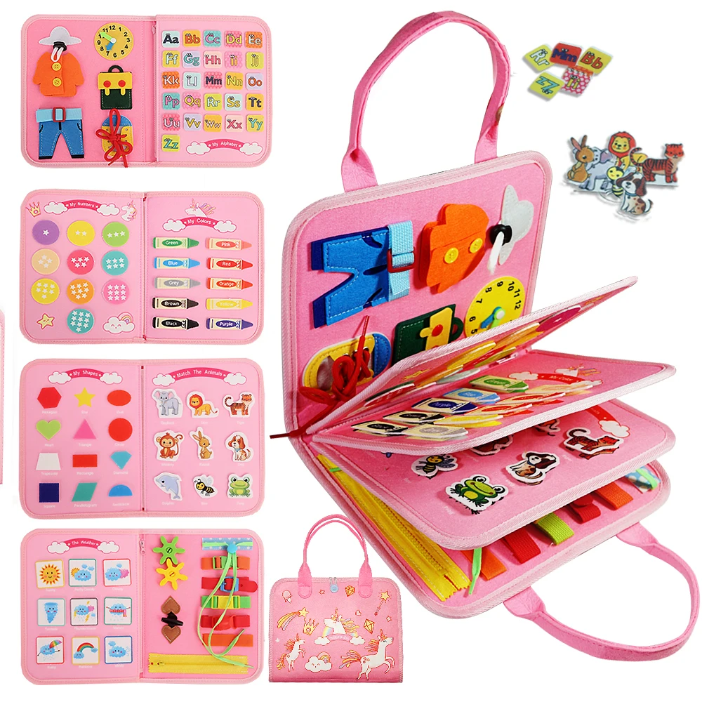 7in1モンテッソーリ教育玩具-ビジーボード-アルファベット-数字-形状学習-幼児向け-3～6歳-微細運動能力感覚玩具