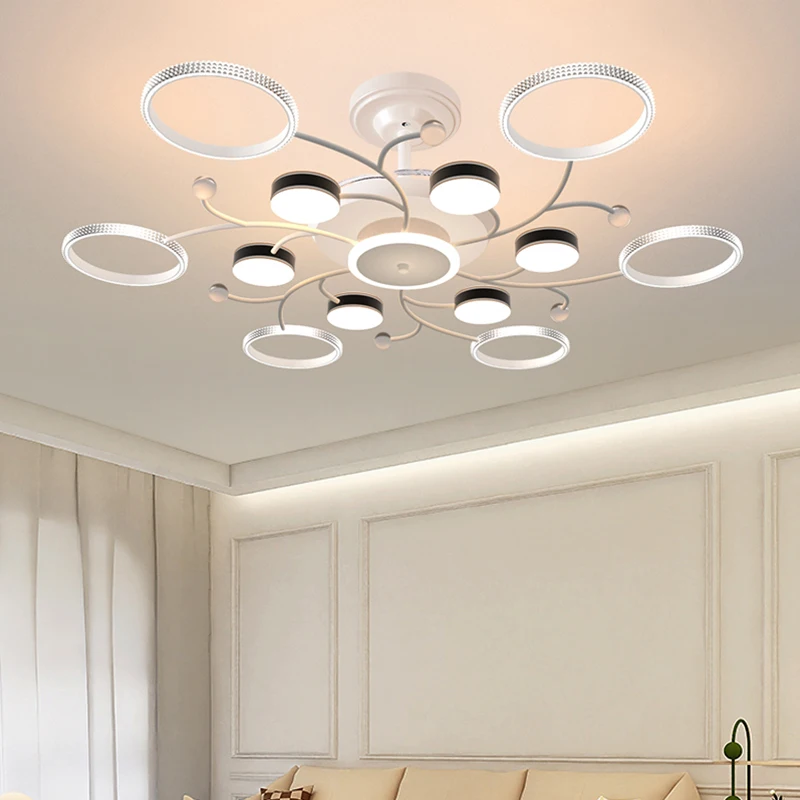 

Invisible Ceiling Fan With Lamps Bedroom Living Room Dining Room Study LED Modern And Minimalist Household Pendant Light