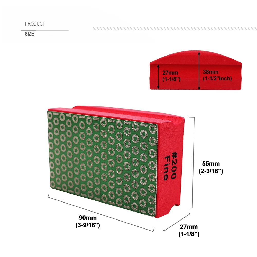 SHDIATOOL 2 قطعة مطلي الماس اليد لوحة تلميع 90X55MM #100 + #200 رغوة المدعومة طحن كتلة الرملي القرص