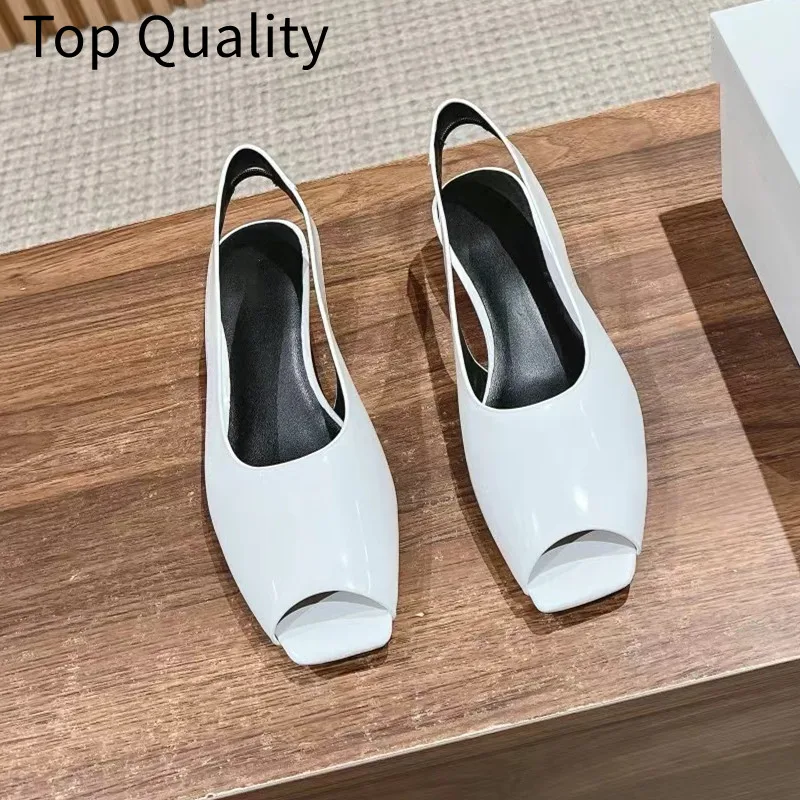 

Women's Solid Color Fish Mouth Bare Heel Strap Design Women's Simple Professional Commuter Strap Follow Shoes Sandals