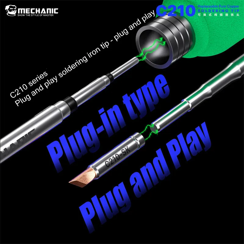 MECHANIC C210 Fast Heating Soldering Tips Smooth Tin Flow Replaceable Perfect Phone And CPU&BGA Chip Soldering Repair