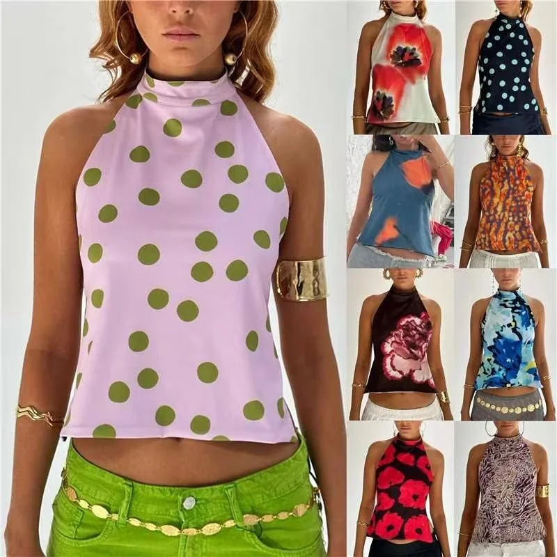 

Сексуальный топ Ele Long Svel для женщин, повседневный жилет с полосками и подвесным дизайном, удобный дышащий жилет с принтом