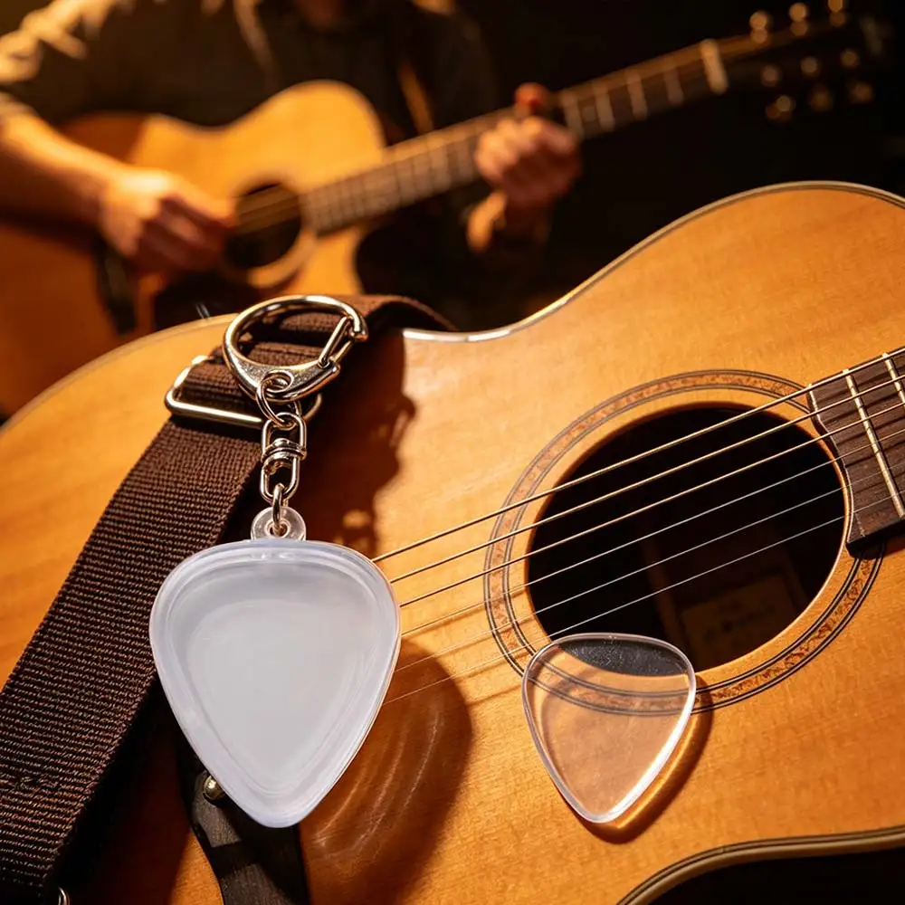 Heart Shaped Guitar Pick Collection Box Transparent Guitarists Storage Guitar Pick Keyring Picks Size Case Clear Holder