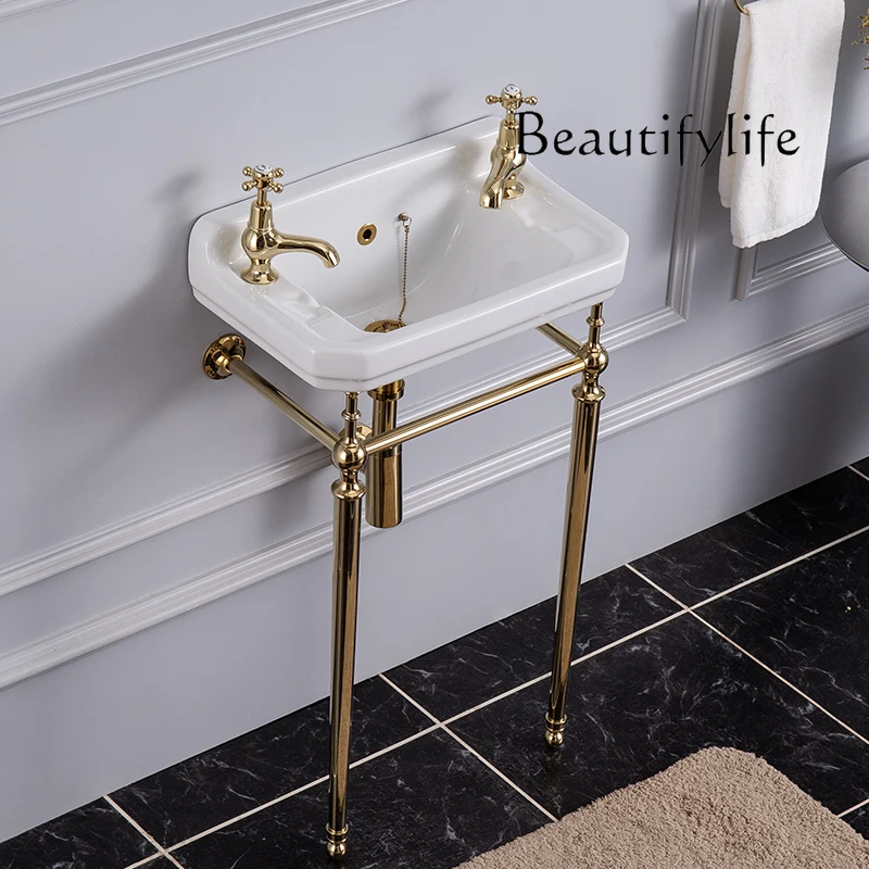 

Новая керамическая настенная классическая подвесная раковина для ванной комнаты с двумя отверстиями, британский и американский ретро-стиль