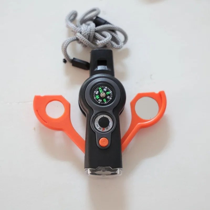 H7-2A New 7-in-1 Whistle: Multi-Functional Survival Whistle with Compass, Thermometer, Etc. for Outdoor Use