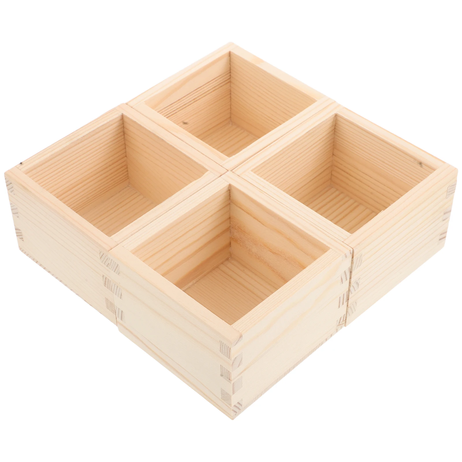 

4pcs Japanese Style Square Sake Creative Wooden Sushi Set For Home Restaurant Reusable Organizer Natural Wood Packaging Family