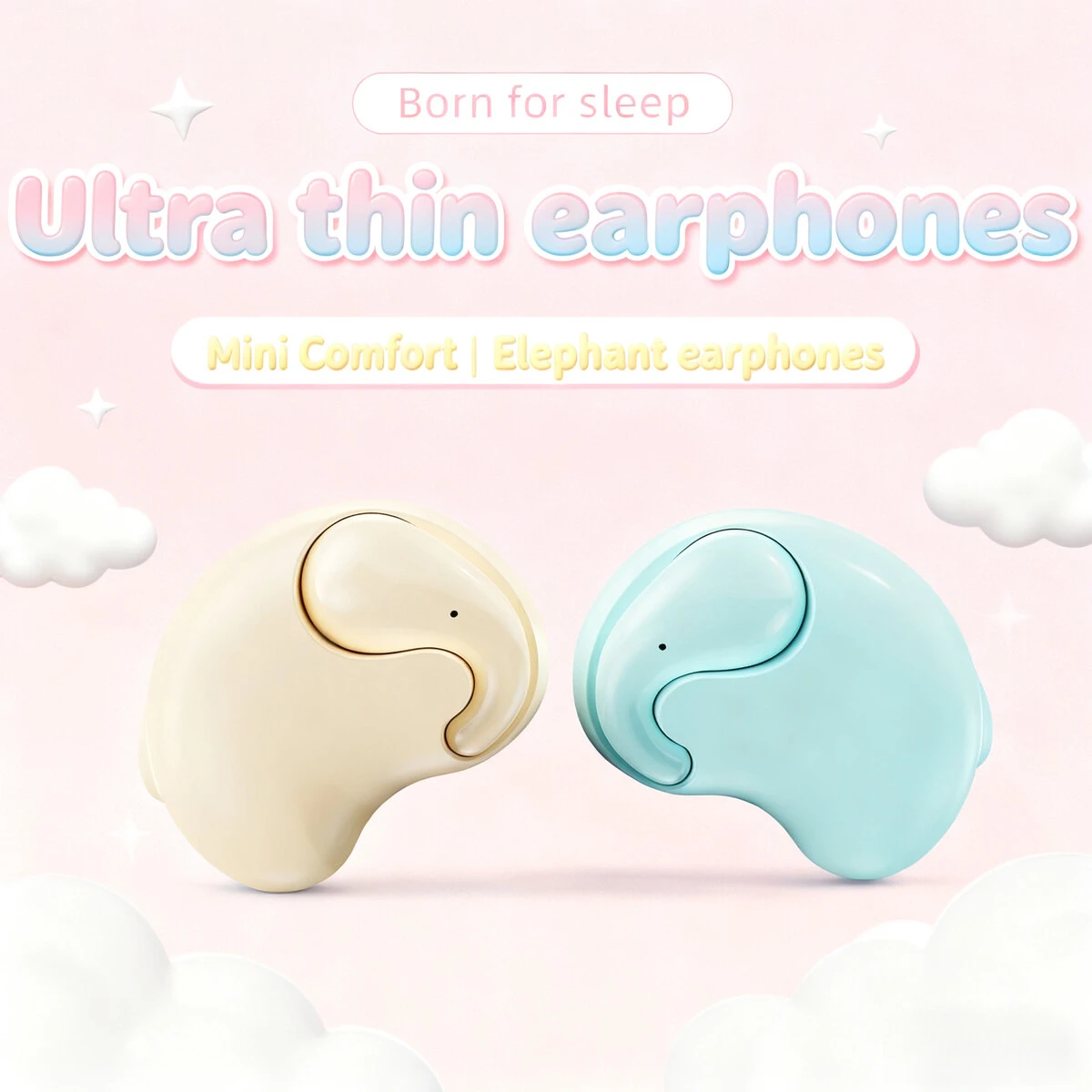 

Cute Elephant Shape Wireless Bluetooth Sleep Earphones Ultra Thin Mini IPX6 Waterproof Noise Reduction Earsets For Kids Gifts
