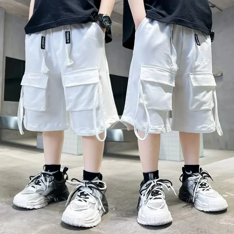 Casual Five-point Pants For Boys New Models Summer Trendy Brand Loose Lace-up Leg-wrapped Sports Shorts Children Overalls