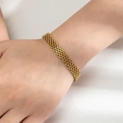 Twist Braided Titanium Steel Bracelet Gold Plated Elegant Ins Basic Classic Mesh Non-fading Hand Jewelry Wholesale