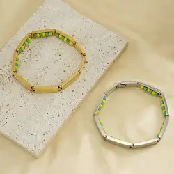 GD Religious Stainless Steel South Africa Bracelet Green And Yellow Color Orula Hidden Bracelet Yellow Beads Unisex Bangle