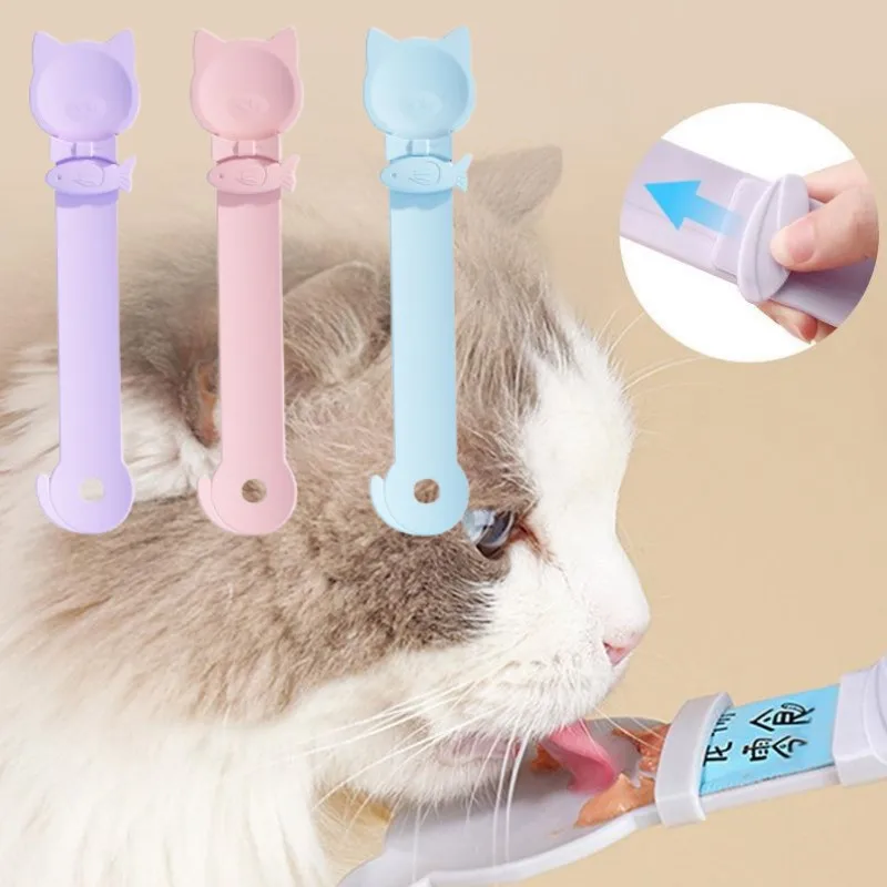 

​​Cat Strip Feeder Spoon Long Handle Lickable Wet Food Dispenser for Cats Pet Meat Puree Squeeze Dispensing Spoon Pet Supplies​​