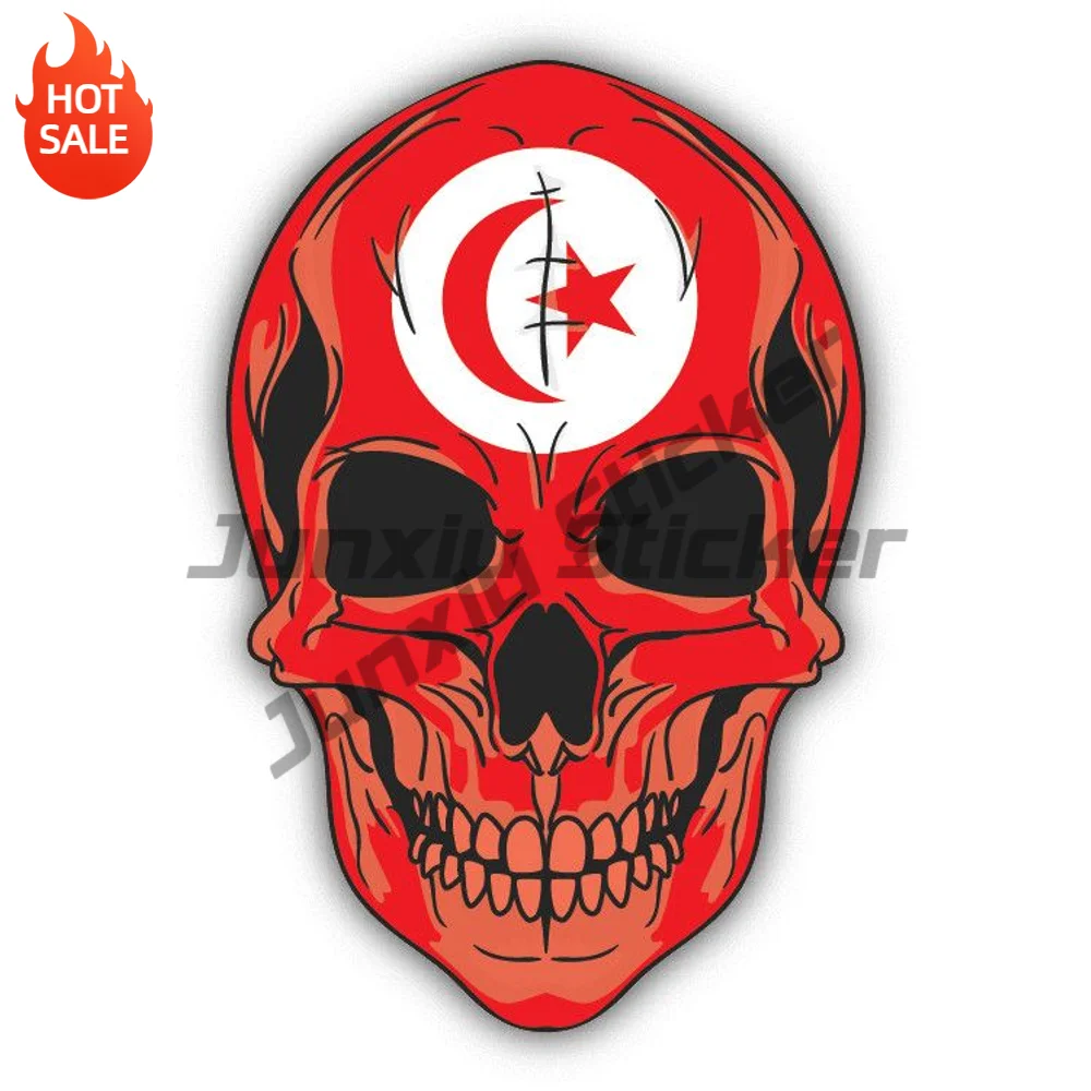 Skull Flag Tunisia Vinyl Car Sticker Self Adhesive Decal For SUV Window And Travel Case Exterior Decoration