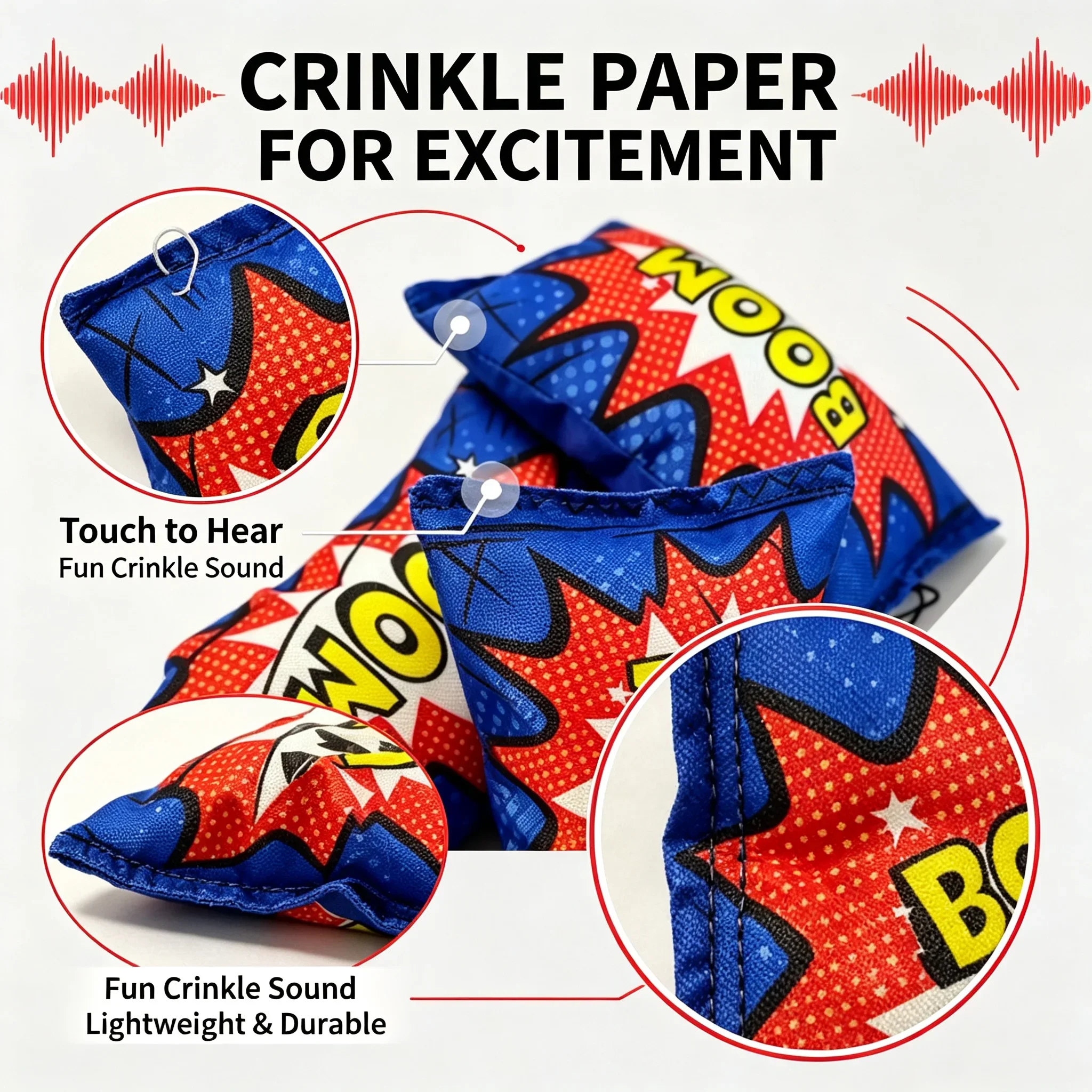 New Squeaky Crinkle Dog Toy Chip Bag with BB Squeaker Crinkle Paper Oxford Cloth for Small Medium Dogs Boredom Relief Interactiv