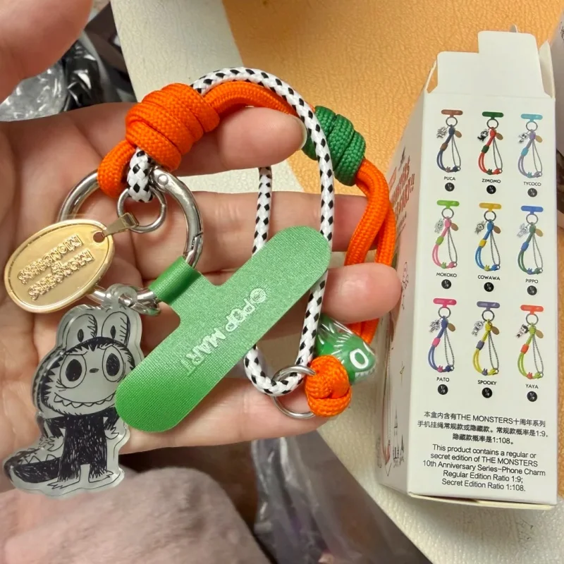 

Hot Pop Mart The Monsters 10th Anniversary Series Phone Charm Popmart Blind Box Kawaii Mobile Phone Chain Mystery Box Kids Gifts