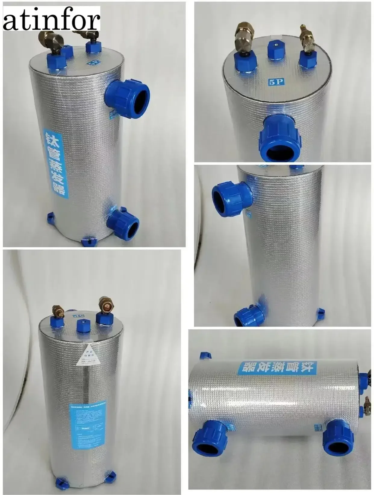 atinfor 5P Pure titanium evaporator,Vertical titanium tube heat exchanger,Seawater and fresh water titanium gun