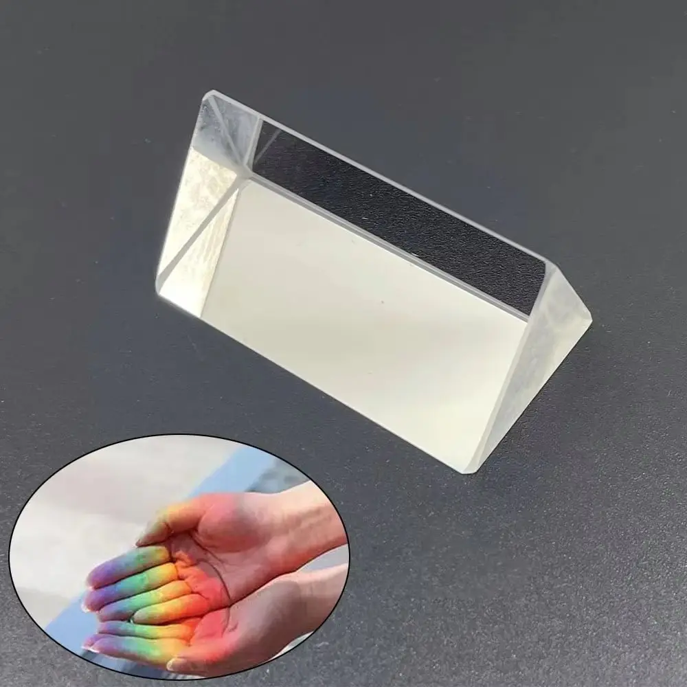 Spectrum K9 Crystal Triangular Prism Seven Color Length Size Glass Prism Mirror Color Prisms Optical Prisms Light Experiment