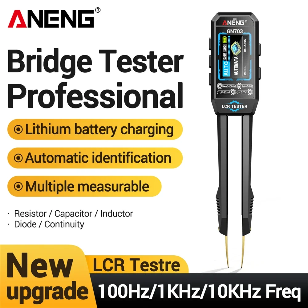 

ANENG mini Smart Bridge Tweezers Tester Resistance Capacitance Inductance Continuity Diode Freq Measurement Test Tools GN703