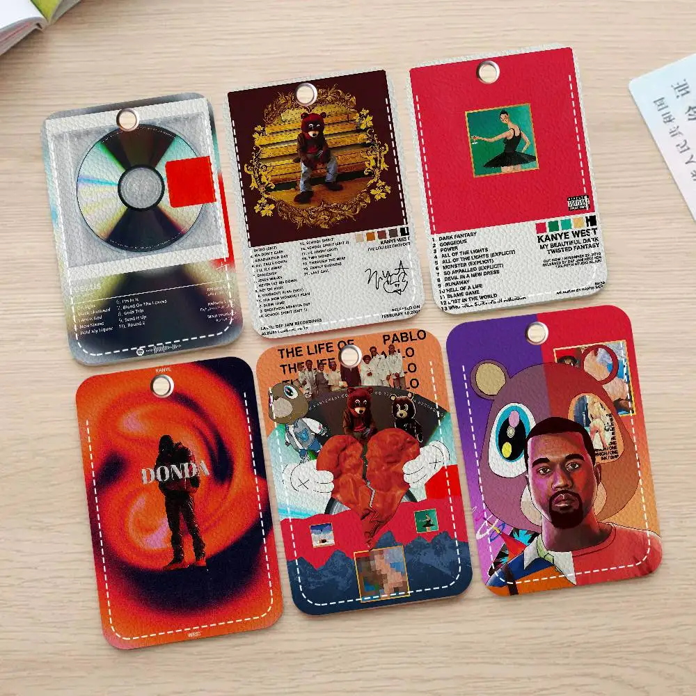 K-Kanye SINGER West Rectangle Keychain Card Holder, Badge Credit Card Holder, Student ID Card Holder, Bus Cards Cover