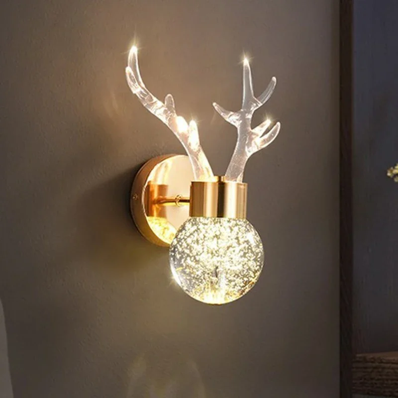 

Luxury Bedroom LED Crystal Wall Light Nordic Living Room Background Wall Lamp Simple Bedside Staircase Decoration Light Fixtures