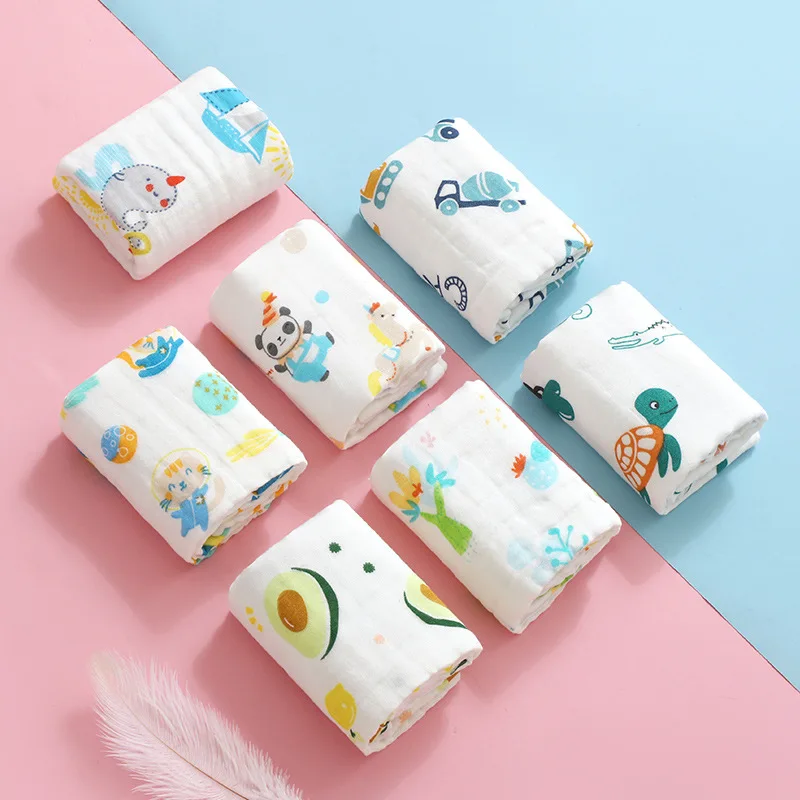 25x50cm Baby Six-layer Pure Cotton Gauze Small Towel Face Towel Square Towel Mouth Towel Baby Washcloth