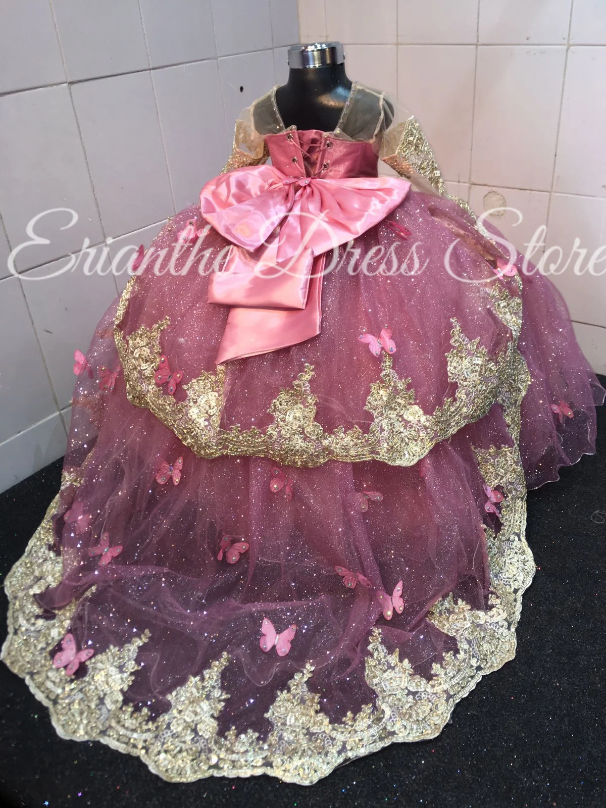 

Pink Flower Girl Dress for Wedding Tulle Puffy Lace Applique with Bow Kids Birthday Party First Communion Ball Gowns Customized