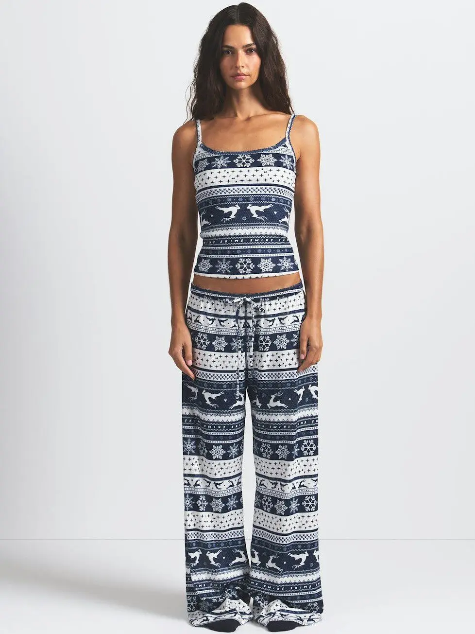 

Faionable Cisas Logo Plu Poinsettia Комплект брюк с ремешком с принтом снежинки Длинные брюки ort Sle Высокая эластичность Wo...