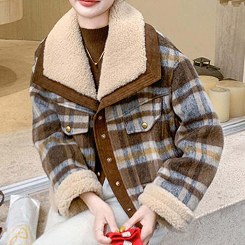 Short contrasting color padded thickened small fragrant jacket women's autumn and winter clothing new 2025 Korean thermal top