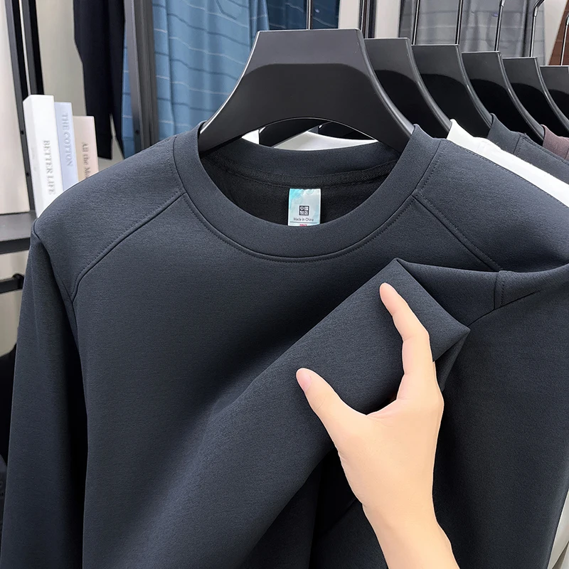 トレンドメンズ春秋パーカー2025新作純綿長袖Tシャツメンズカジュアル万能ベースシャツ