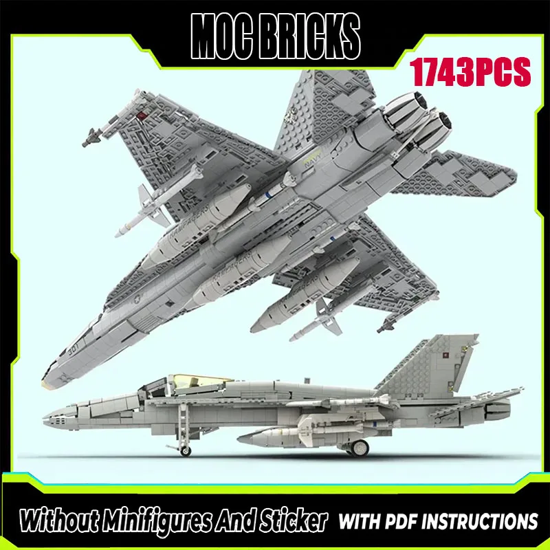 

Военная серия Moc Building Blocks FA-18C Hornet Fighter Модель Технология Сборка Самолет Игрушки Подарки