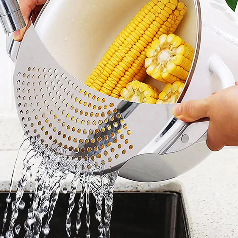 الفولاذ المقاوم للصدأ تجفيف المطبخ الفاكهة والخضروات تصفية المياه الخبث مجلس وعاء حافة تصفية يربك أدوات المطبخ #6