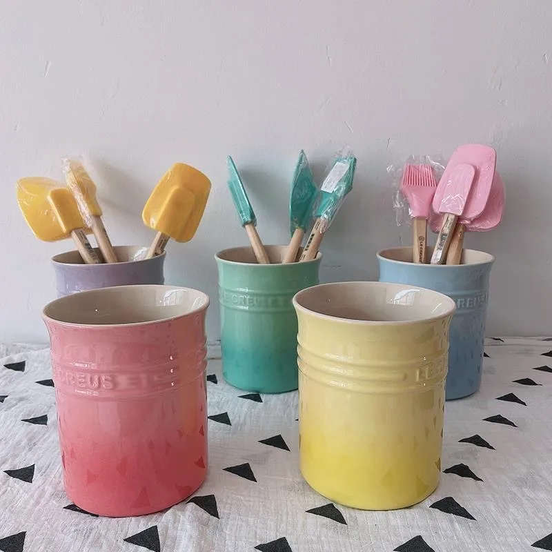 Ceramic multi-functional storage bucket,kitchen chopstick cartridge, desktop pen holder,makeup brush storage cup,household goods