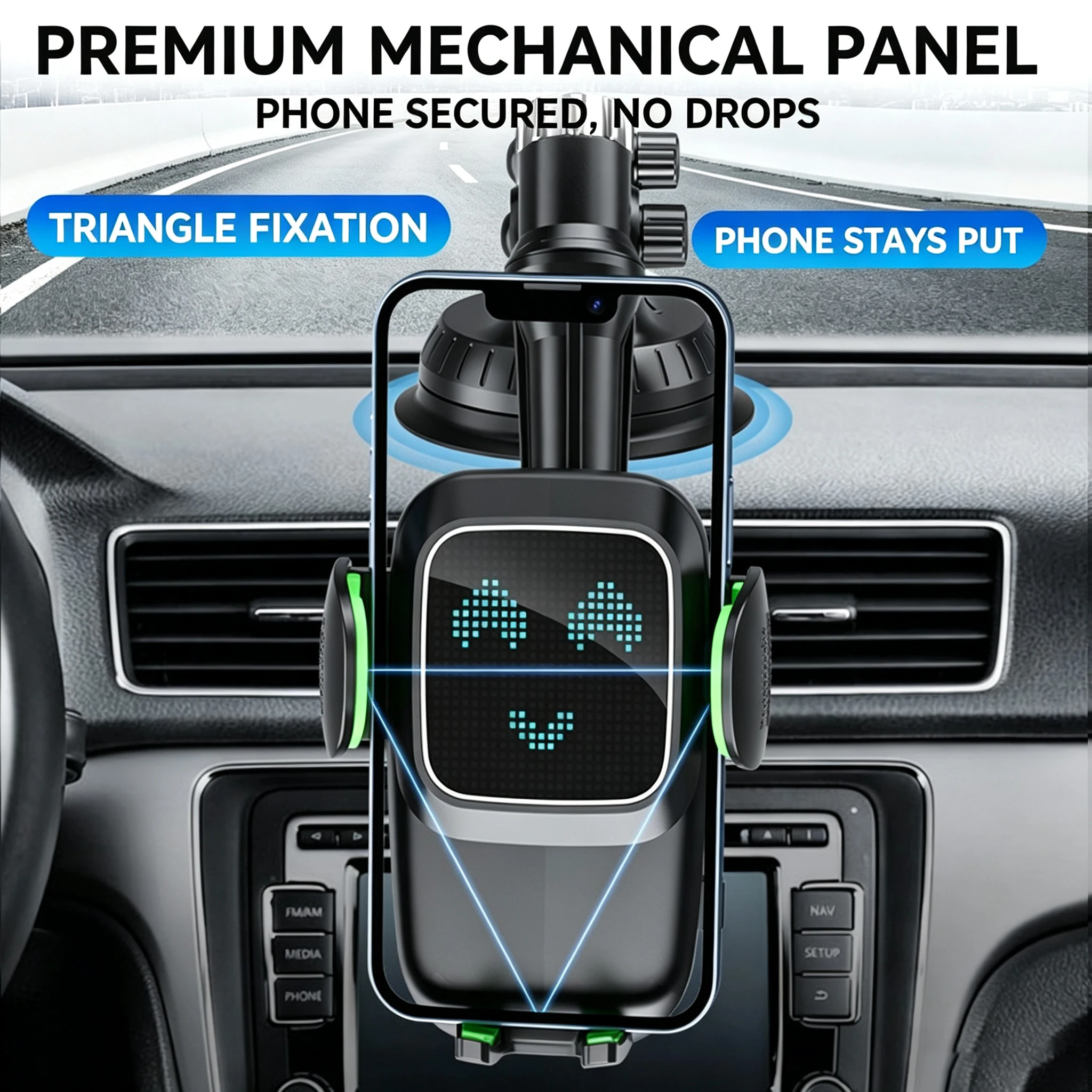 Lcars Car Phone Holder Suction Cup Type Extended Mechanical Arm Car Navigation Holder Dashboard Windshield Universal Phone Mount