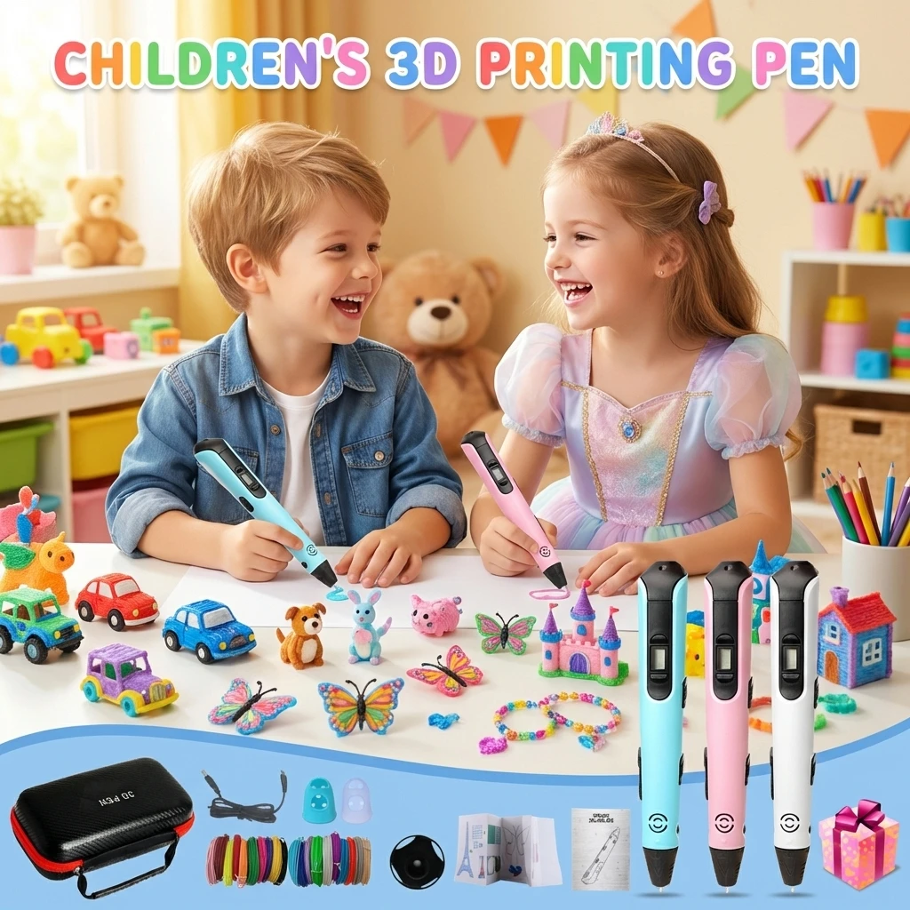 

3D Printing Pen with LED Display DIY Drawing Pen for Kids 40 Colors PLA Filament USB Rechargeable Christmas Birthday Gift