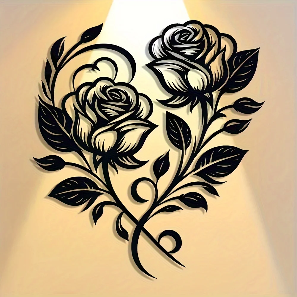1Pc Elegant Minimalism: Halloween Abstract Art Beautiful Heart Rose Metal Sign, Wall Art, Modern Craft Sign Decoration, Suitable for Office, Home Living Room, Bedroom, Terrace, Kitchen, Garden Wall, Shop Lobby Decoration, Cafe, Ballroom and Bar, Country and Farm Decor Wall Art, New Home Move-In, Holiday Birthday Gift, Removable and Reusable