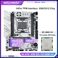 New MACHINIST X99 U9 Motherboard Kit Optional LGA2011-3 Xeon E5 2680 V4 CPU Support TPM2.0 DDR4 Memory M.2 NVME *3 c612 chip