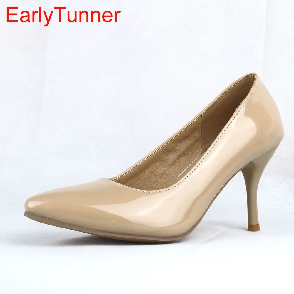 Brand New Sexy Black Naked Red High Heels Women Nude Glossy Pumps Ladies Formal Work Shoes EA3 Plus Big Size 43 12 30 47