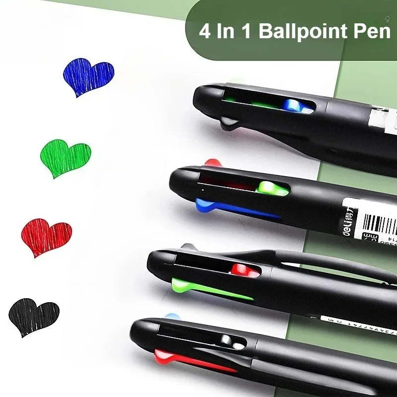 Glatt schreibender 4-Farben-Kugelschreiber, 0,7-mm-Spitze 4-in-1-Mehrfarbstift für Notizen, Codieren, Büroarbeiten, Großset für Studenten