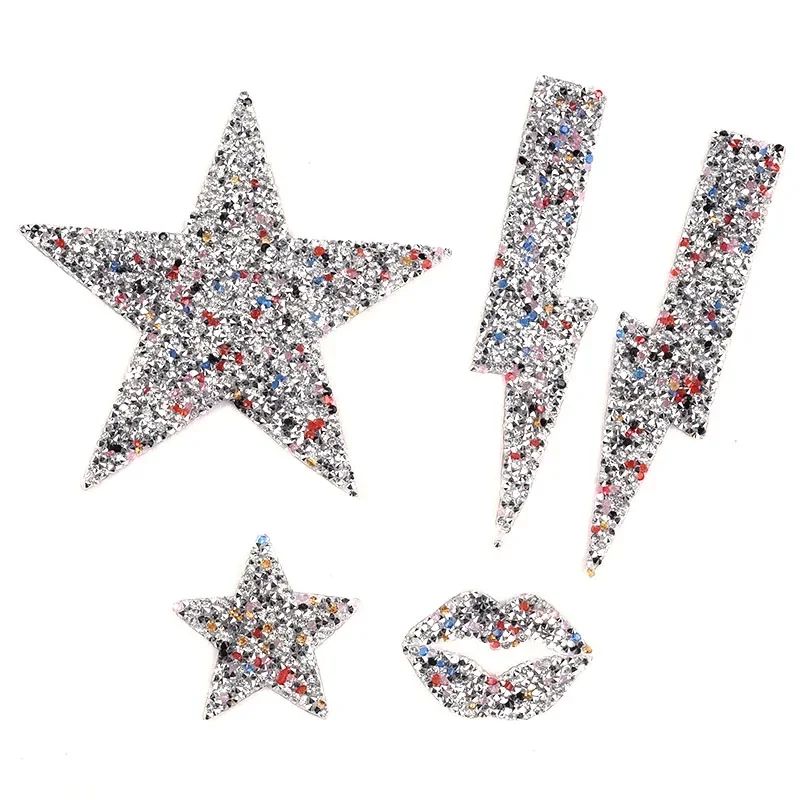 Rhinestone Lip Lightning Star Sequin Bead Patch Accessory Iron on Clothing Applications for Clothes Jeans Jacket Appliques Badge