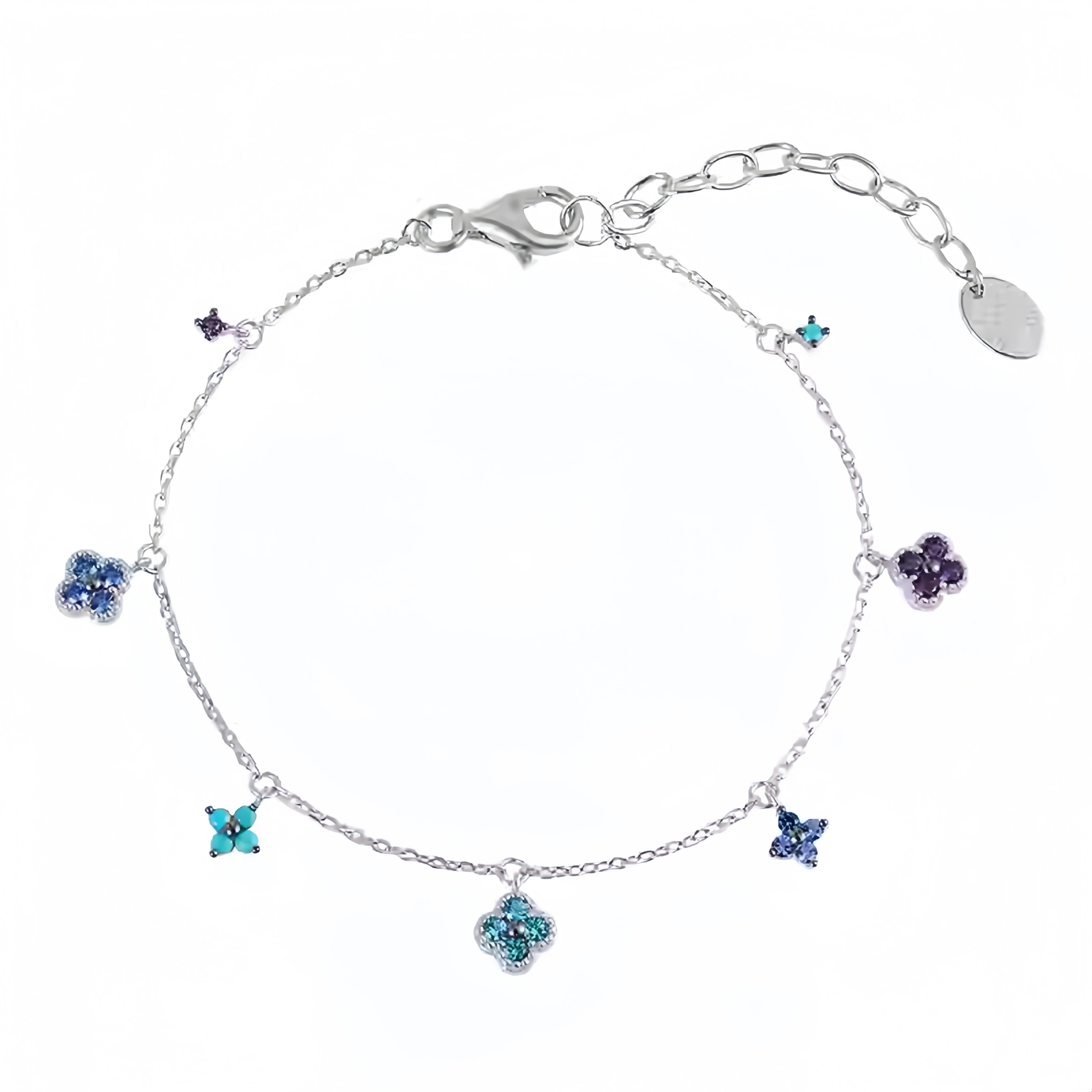 

French Puppy Four Leaf Colored Bracelet Fashion New In Women Classic 925 Sterling Silver Braided Rope Charms Bangle Men Jewelry