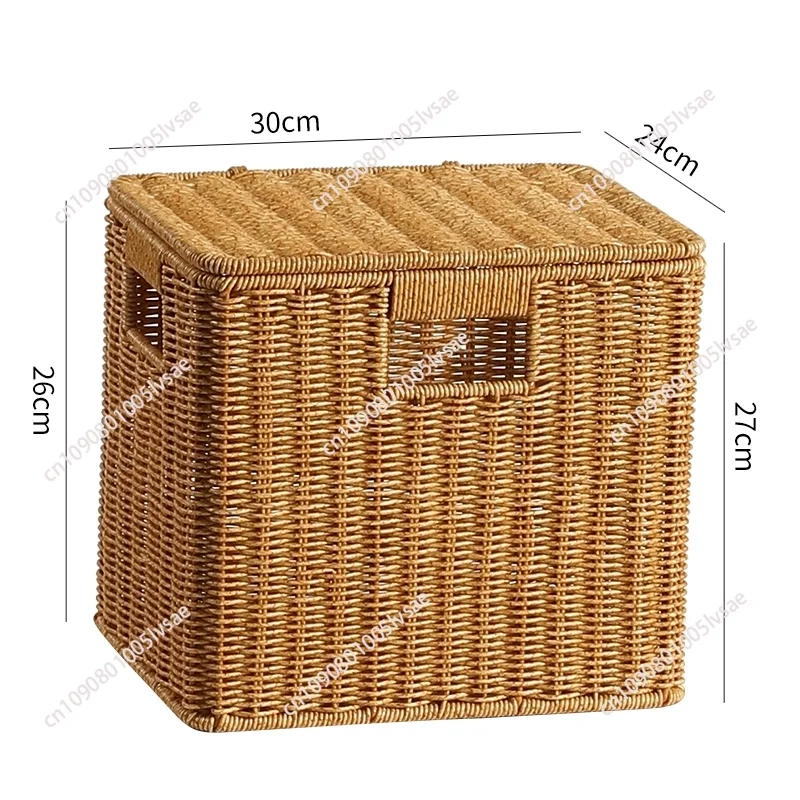 

Storage box imitation rattan square wardrobe storage basket desktop box home books, toys, snacks and clothes