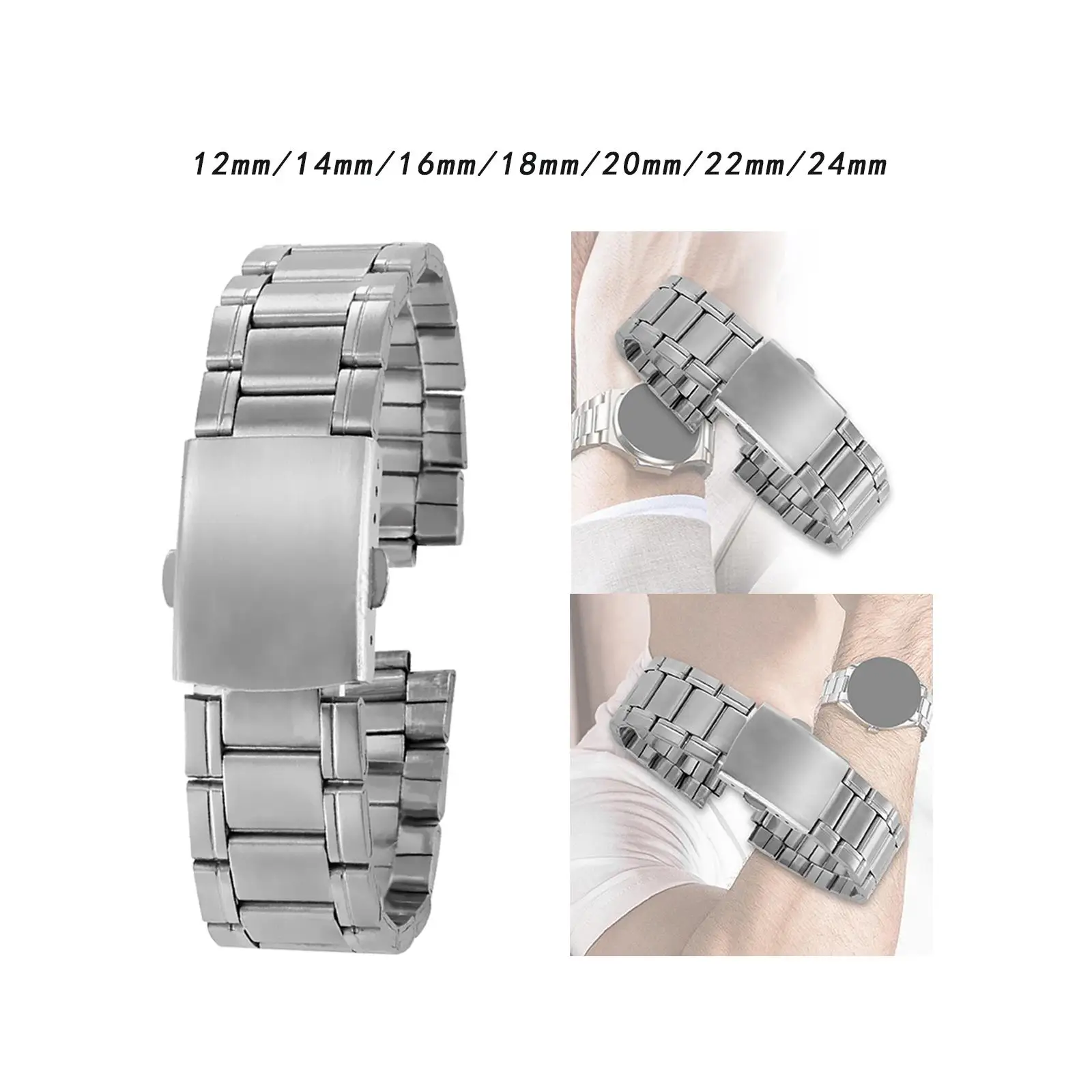 Stainless steel watch strap, quick release, replacement metal watch strap