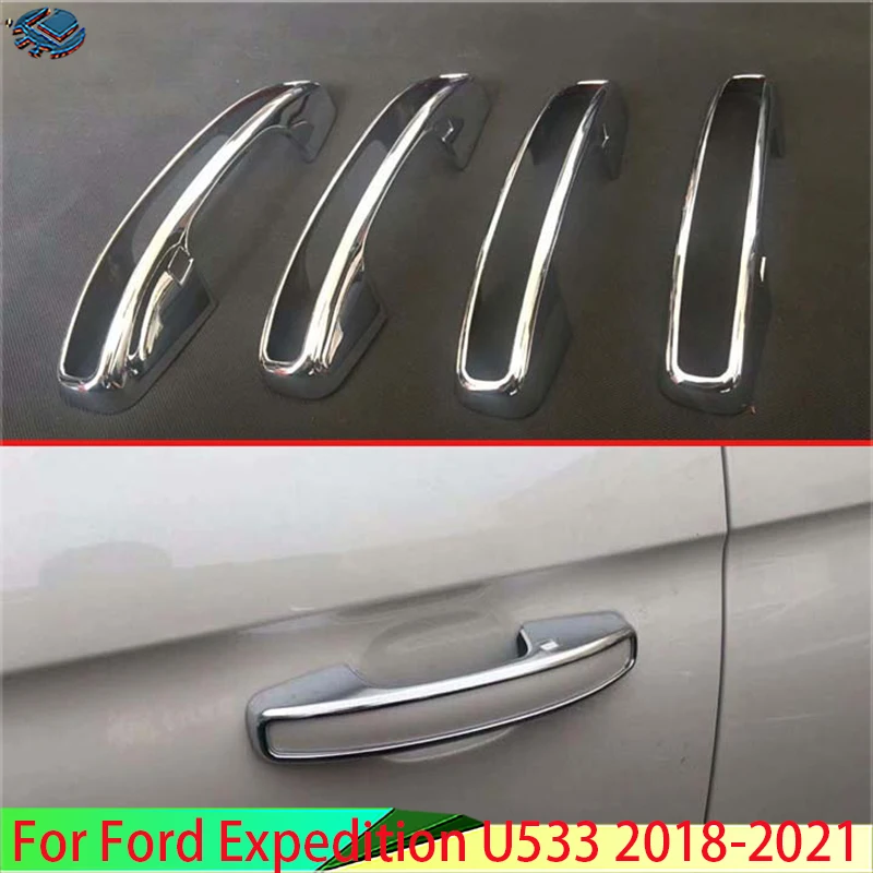 For Ford Expedition 2018-2021 U553 Car Accessories Decorate Accessories ABS Chrome Door Handle Bowl Cover Cup Cavity Trim