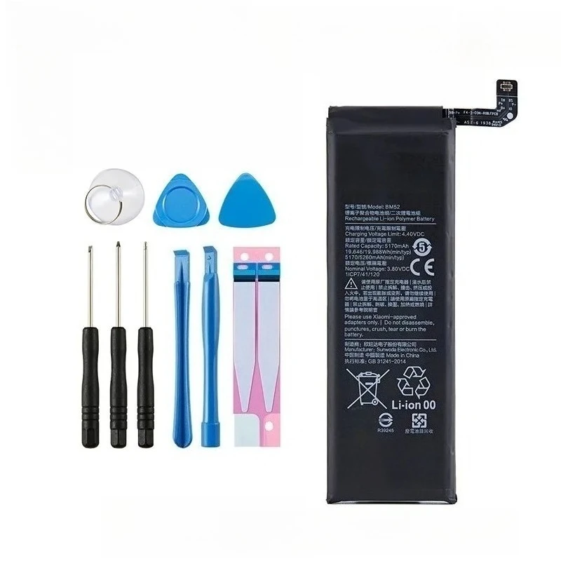 3.8V 5260mAh BM52 Battery For Xiaomi For Mi Note 10 Lite For Mi Note 10 Pro CC9pro CC9 Pro Phone Batteries + Tools High Quality