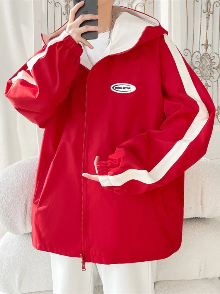 

Double-Sided Wear Men's Jaet Spring Autumn Trend Waterproof Windproof Hooded Coat American High Street Faion Functional S...