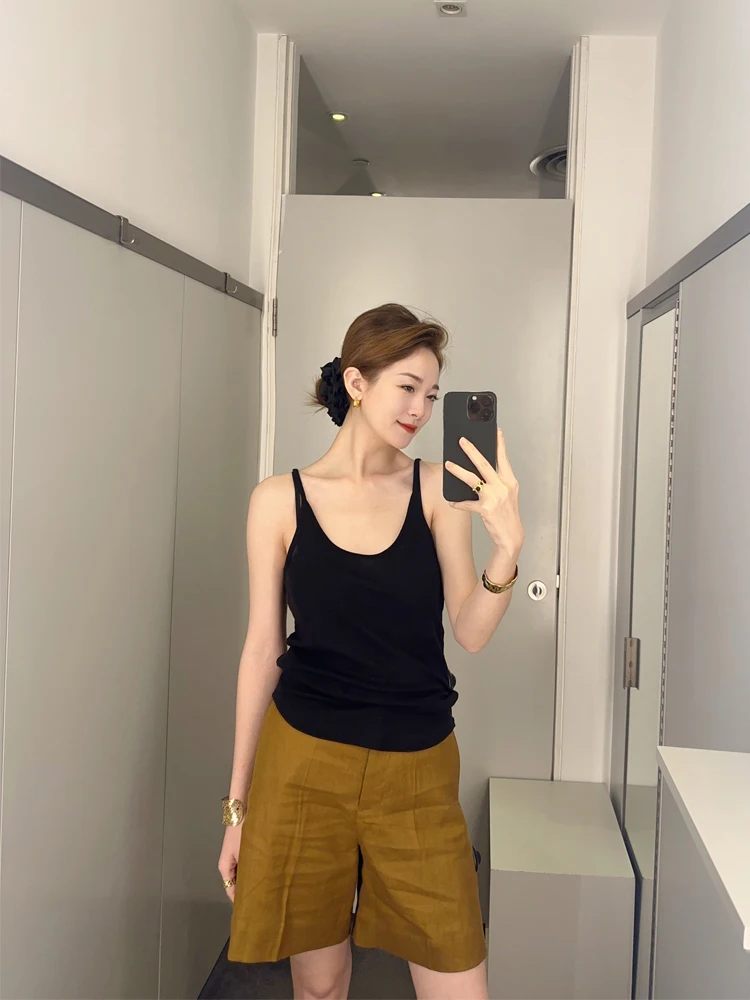 

Bla Knitted Strap Vest Basic Summer New Arrival Women's Faion Slim Fit Elastic Thin Base Layer COS Sle Versatile