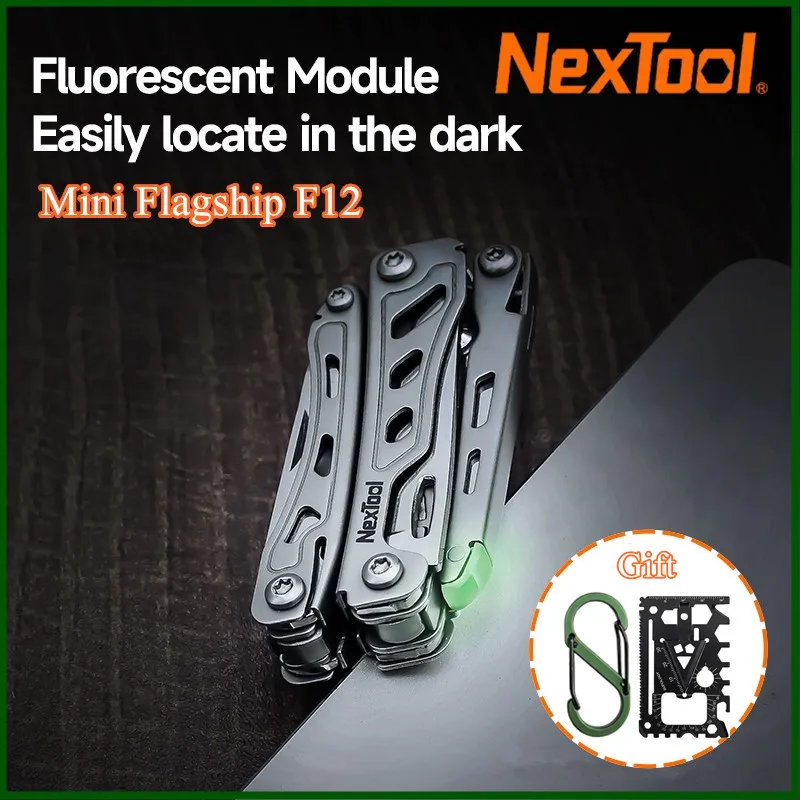 NexTool Llavero Mini Flagship F12, Herramienta Multiusos Plegable 13 en 1, Destornillador, Alicates, Lima, Regla, Abrebotellas, Tijeras, Herramienta Manual EDC