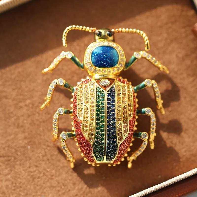 Enamel Beetle Brooch High-end Luxury Insect Pin Jewelry Cross-border Explosion